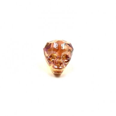 14x13mm oranžinės AB sp. stiklo karoliukas kaukolė, 1vnt.