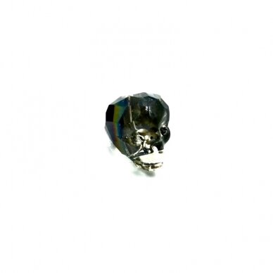 14x13mm pilkos ir rudos AB sp. stiklo karoliukas kaukolė, 1vnt. 1