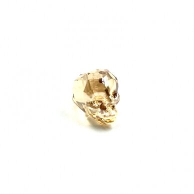 14x13mm šviesios dūminės sp. stiklo karoliukas kaukolė, 1vnt. 1