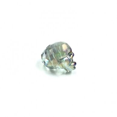 14x13mm melsvos AB sp. stiklo karoliukas kaukolė, 1vnt. 1