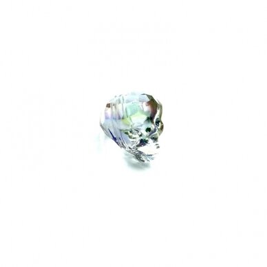 14x13mm žalsvos ir violetinės sp. stiklo karoliukas kaukolė, 1vnt. 1