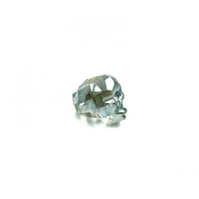 14x13mm žalsvos sp. stiklo karoliukas kaukolė, 1vnt. 2