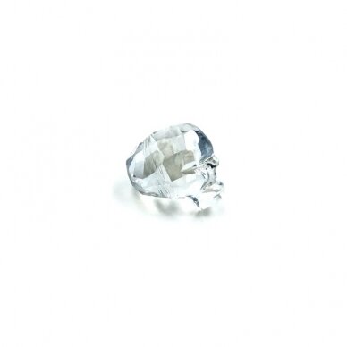 14x13mm žydros sp. stiklo karoliukas kaukolė, 1vnt. 2
