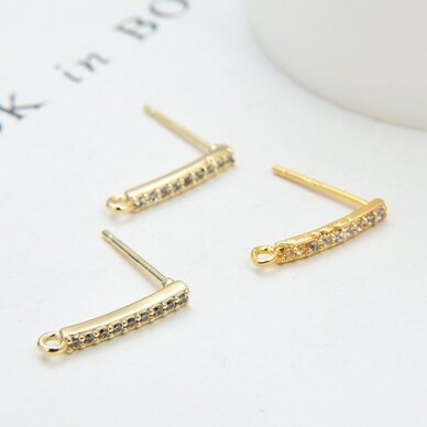 14x2mm 14k aukso sp. nerūdijančio plieno auskarų įvėrimai, 2vnt.