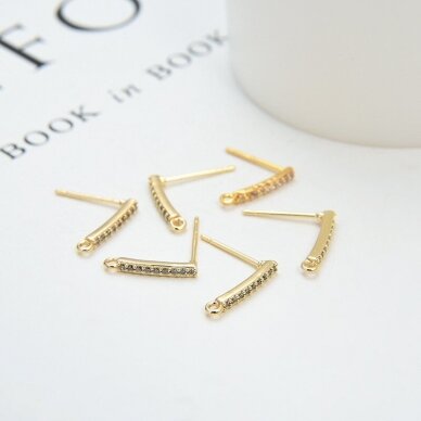 14x2mm 14k aukso sp. nerūdijančio plieno auskarų įvėrimai, 2vnt. 1