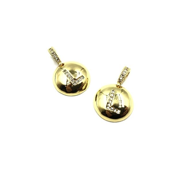 14mm aukso sp. nerūdijančio plieno pakabukas su cirkoniais L raidė, 1vnt.