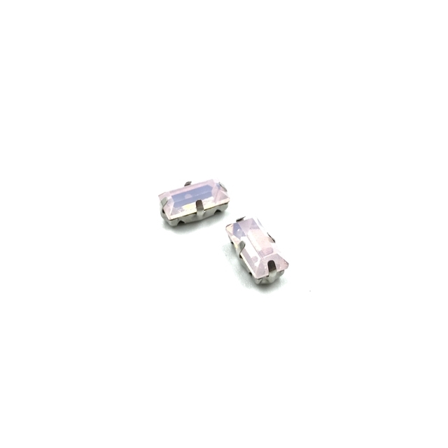 10x5mm mėnulio rožinės sp. kristalai sidabro sp. rėmeliuose, 2vnt.