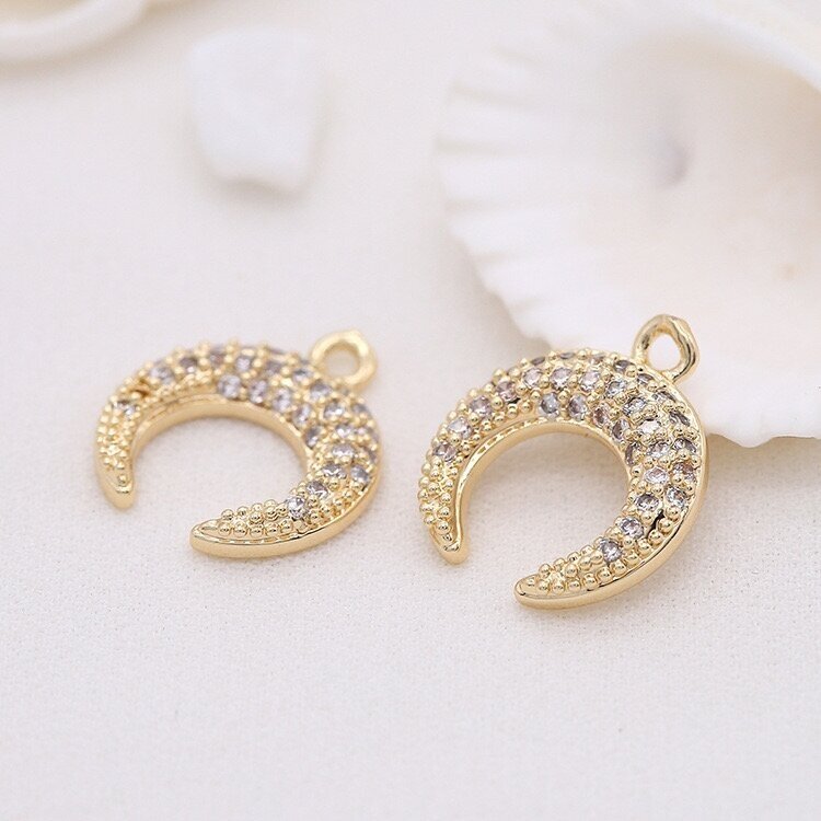 14x12mm 14k aukso sp. nerūdijančio plieno pakabukas mėnulis, 1vnt.