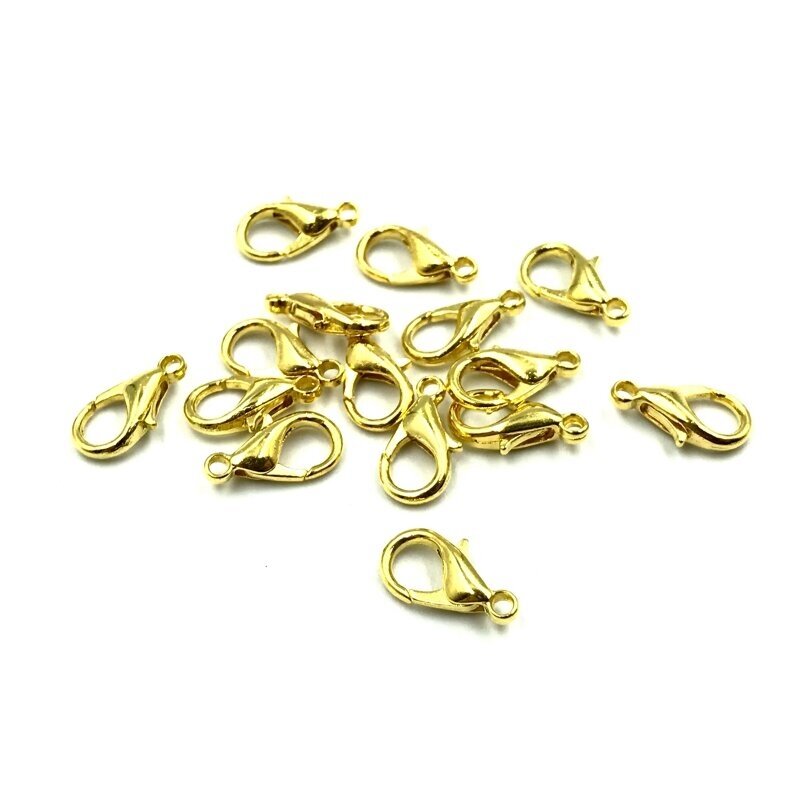 14mm aukso sp. užsegimai karabinai, 15vnt.