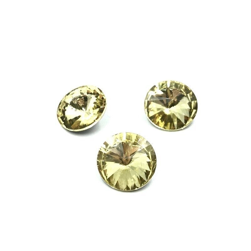 14mm geltonos sp. apvalūs kristalai be rėmelio, 4vnt.