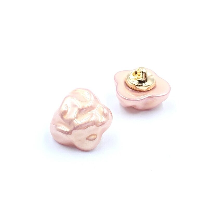 14mm perlamutrinės rožinės sp. plastikinė saga su kilpute, 2vnt.