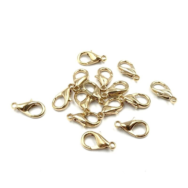 14mm rausvo aukso sp. užsegimai karabinai, 15vnt.