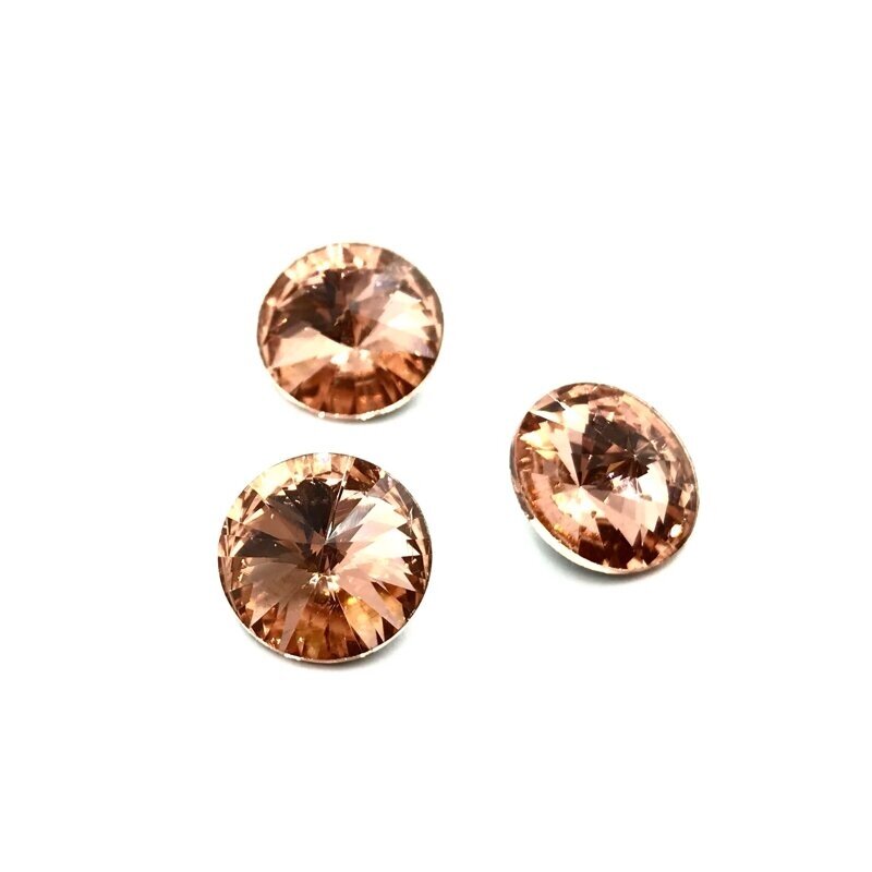 14mm rausvos sp. apvalūs kristalai be rėmelio, 4vnt.
