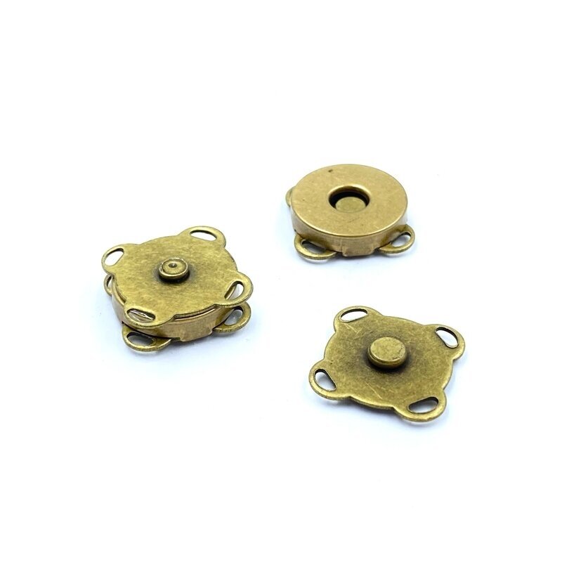 14mm žalvario sp. prisiuvamas magnetinis užsegimas rankinėms, 3vnt.