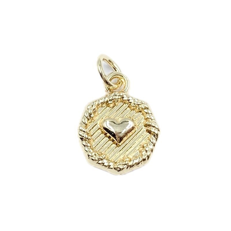 14x11mm 14k aukso sp. nerūdijančio plieno pakabukas širdis, 1vnt.