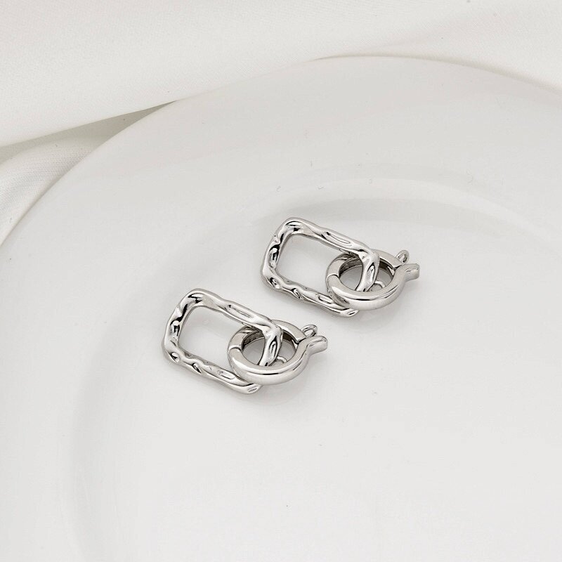 14x11mm platinos sp. nerūdijančio plieno užsegimas su žiedeliu, 1vnt.