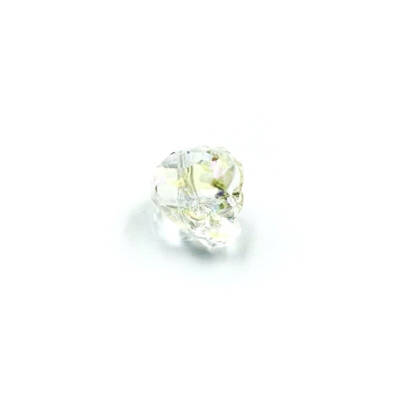 14x13mm gelsvos AB sp. stiklo karoliukas kaukolė, 1vnt. 1