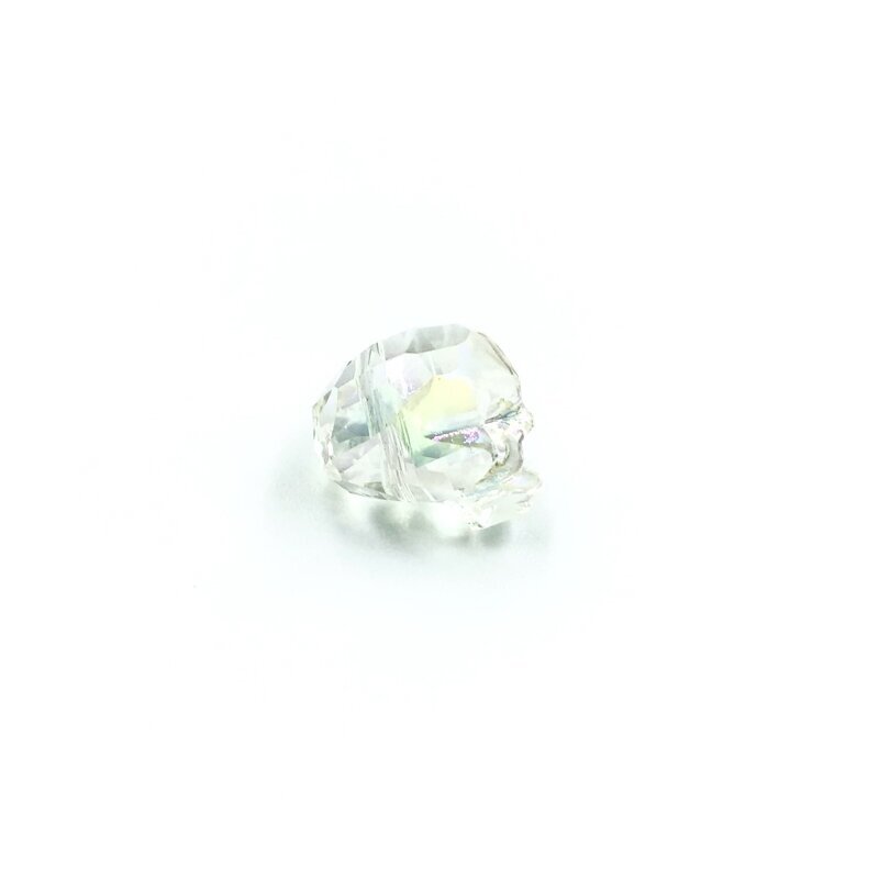 14x13mm gelsvos AB sp. stiklo karoliukas kaukolė, 1vnt. 2