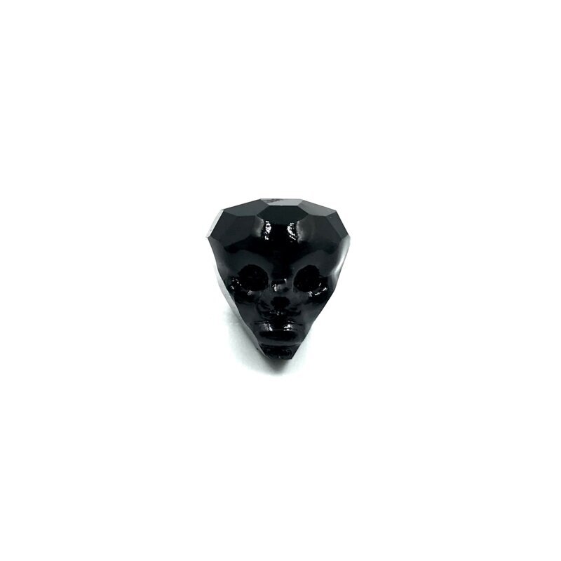 14x13mm juodos sp. stiklo karoliukas kaukolė, 1vnt.