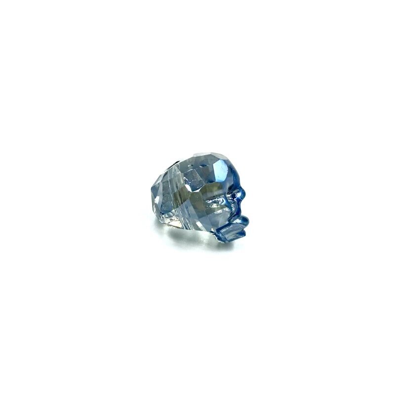 14x13mm melsvos sp. stiklo karoliukas kaukolė, 1vnt. 1