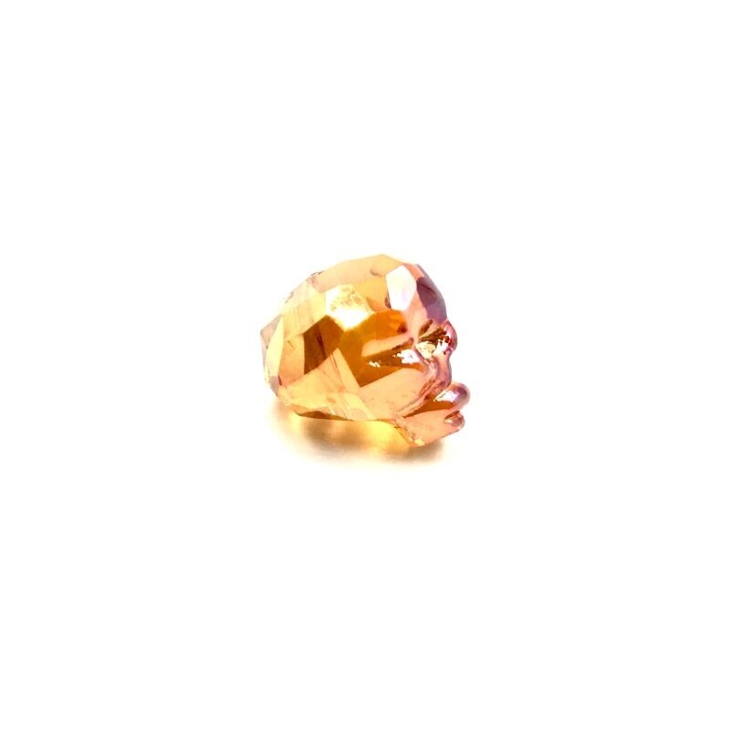 14x13mm oranžinės AB sp. stiklo karoliukas kaukolė, 1vnt. 2