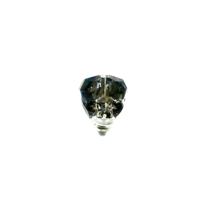 14x13mm pilkos ir rudos AB sp. stiklo karoliukas kaukolė, 1vnt.