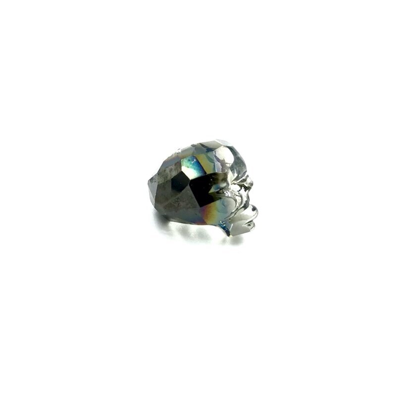 14x13mm pilkos ir rudos AB sp. stiklo karoliukas kaukolė, 1vnt. 2