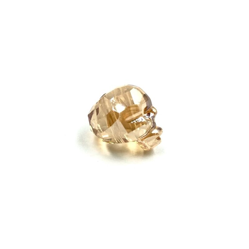 14x13mm šviesios dūminės sp. stiklo karoliukas kaukolė, 1vnt. 2