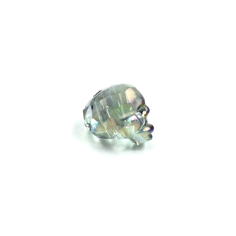 14x13mm melsvos AB sp. stiklo karoliukas kaukolė, 1vnt. 1
