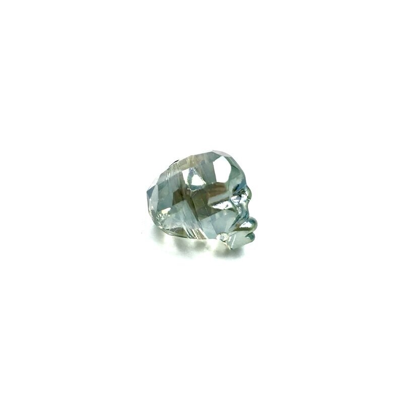 14x13mm žalsvos sp. stiklo karoliukas kaukolė, 1vnt. 2