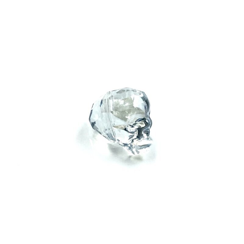 14x13mm žydros sp. stiklo karoliukas kaukolė, 1vnt. 1