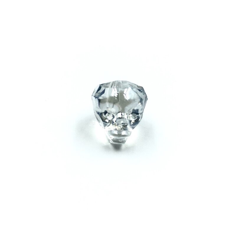 14x13mm žydros sp. stiklo karoliukas kaukolė, 1vnt.