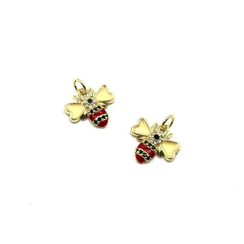 14x15mm aukso sp. nerūdijančio plieno pakabukas su cirkoniais, 1vnt.