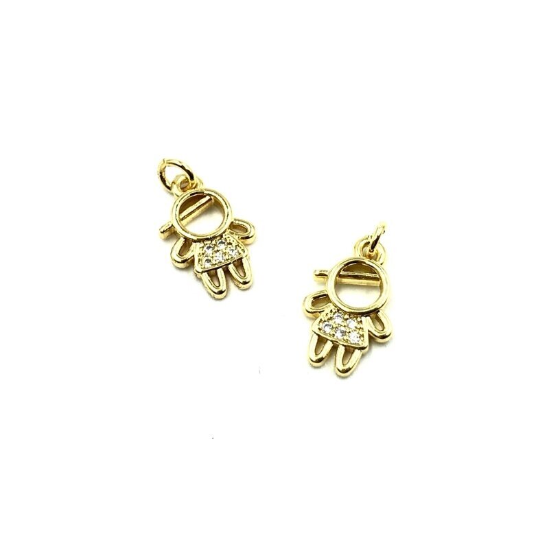 14x8mm nerūdijančio plieno pakabukas su cirkoniais mergaitė, 1vnt.