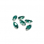 15x7mm Emerald sp. kristalai sidabro sp. rėmeliuose, 6vnt