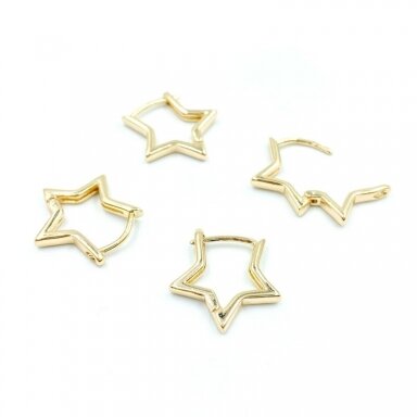 15mm 14k aukso sp. nerūdijančio plieno auskarų įvėrimai žvaigždutės, 2vnt. 15mm 14k aukso sp. nerūdijančio plieno auskarų įvėrimai žvaigždutės, 2vnt.