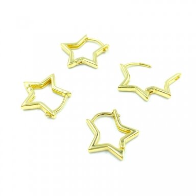 15mm 18k aukso sp. nerūdijančio plieno auskarų įvėrimai žvaigždutės, 2vnt. 15mm 18k aukso sp. nerūdijančio plieno auskarų įvėrimai žvaigždutės, 2vnt.