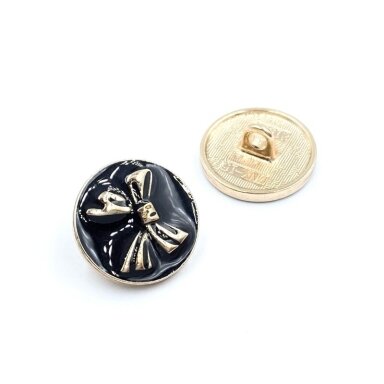 15mm aukso ir juodos sp. metalinė saga su kilpute, 2vnt.