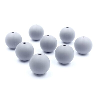 15mm pilkos sp. silikoniniai karoliukai, 8vnt.