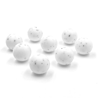 15mm baltos sp. silikoniniai karoliukai, 8vnt.