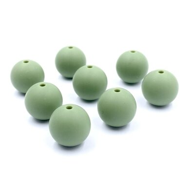 15mm chaki sp. silikoniniai karoliukai, 8vnt.