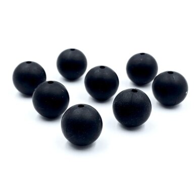 15mm juodos sp. silikoniniai karoliukai, 8vnt.