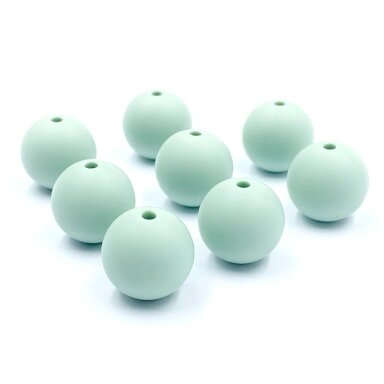 15mm mėtinės sp. silikoniniai karoliukai, 8vnt.
