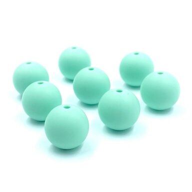 15mm mėtinės sp. silikoniniai karoliukai, 8vnt.