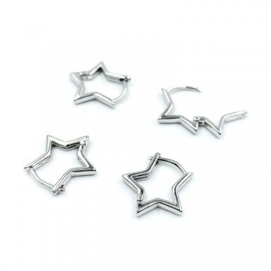 15mm platinos sp. nerūdijančio plieno auskarų įvėrimai žvaigždutės, 2vnt. 15mm platinos sp. nerūdijančio plieno auskarų įvėrimai žvaigždutės, 2vnt.