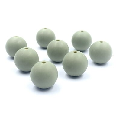 15mm pilkos sp. silikoniniai karoliukai, 8vnt.