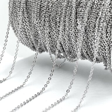 1,5mm platinos sp. nerūdijančio plieno lituota grandinėlė, 1m 1,5mm platinos sp. nerūdijančio plieno lituota grandinėlė, 1m
