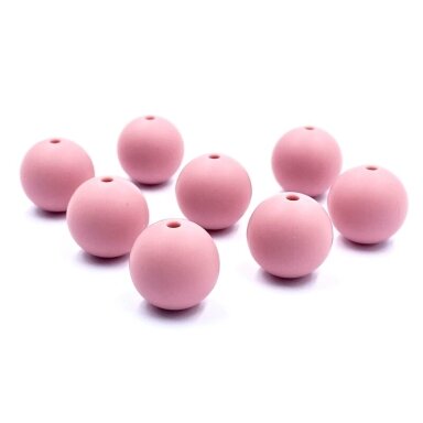 15mm rožinės sp. silikoniniai karoliukai, 8vnt.