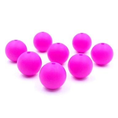15mm rožinės sp. silikoniniai karoliukai, 8vnt.