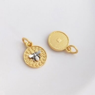 15x12mm  aukso sp. nerūdijančio plieno pakabukas bitė, 1vnt.